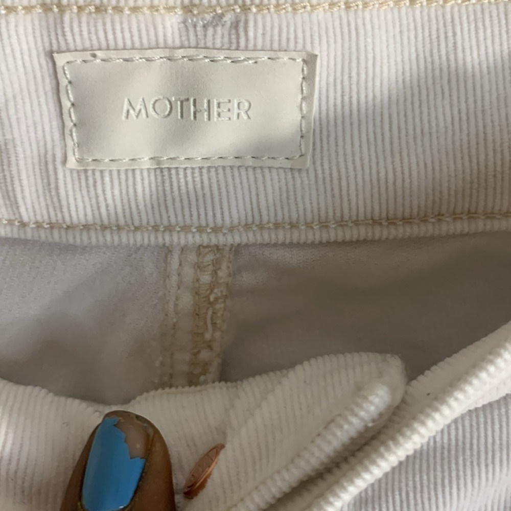 Size 33 MOTHER The Hustler High-Rise Ankle Fray corduroy white Jeans - Picture 7 of 10